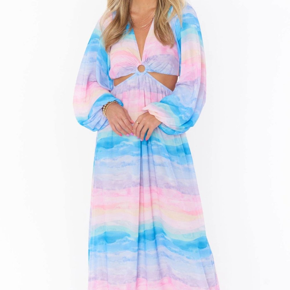 Show Me Your Mumu Go Out Cut Out Maxi Dress MUmaid Waves XXL